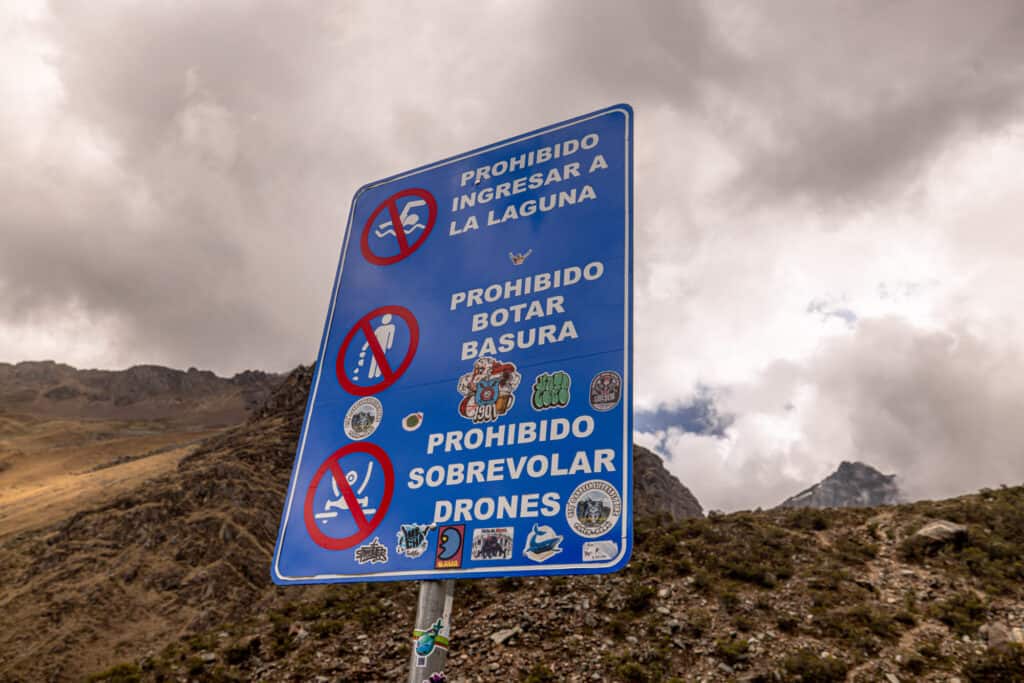 No swimming and no drones allowed at Humantay Lake