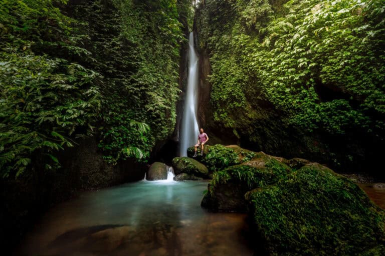 Jared Dillingham at the Leke Leke Waterfall on Bali