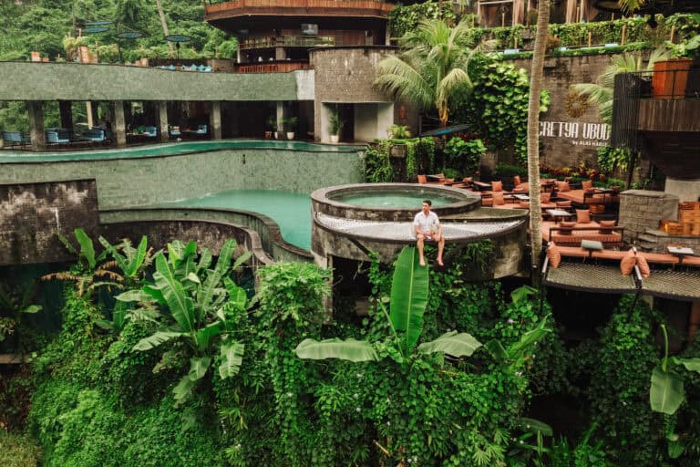 Jared Dillingham at the pool at Bali's Cretya Ubud day club