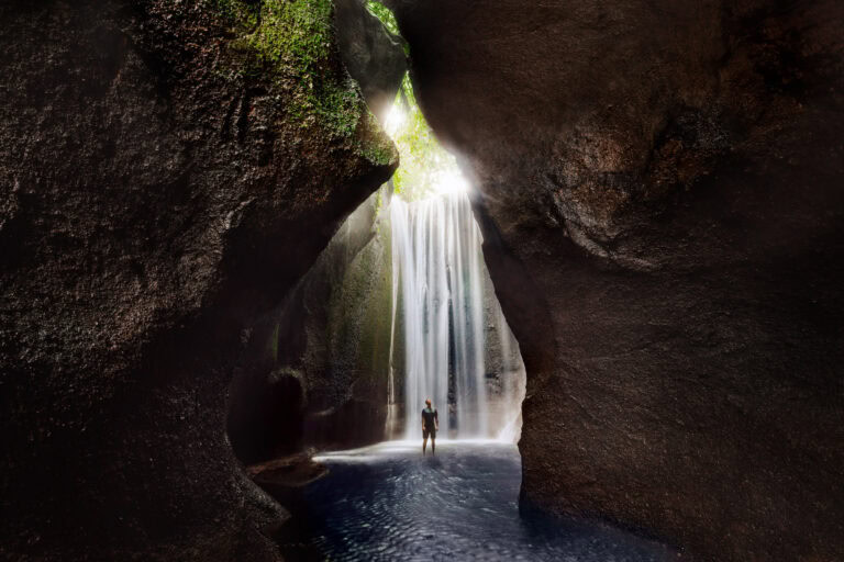 Jared Dillingham in the Tukad Cepung waterfall