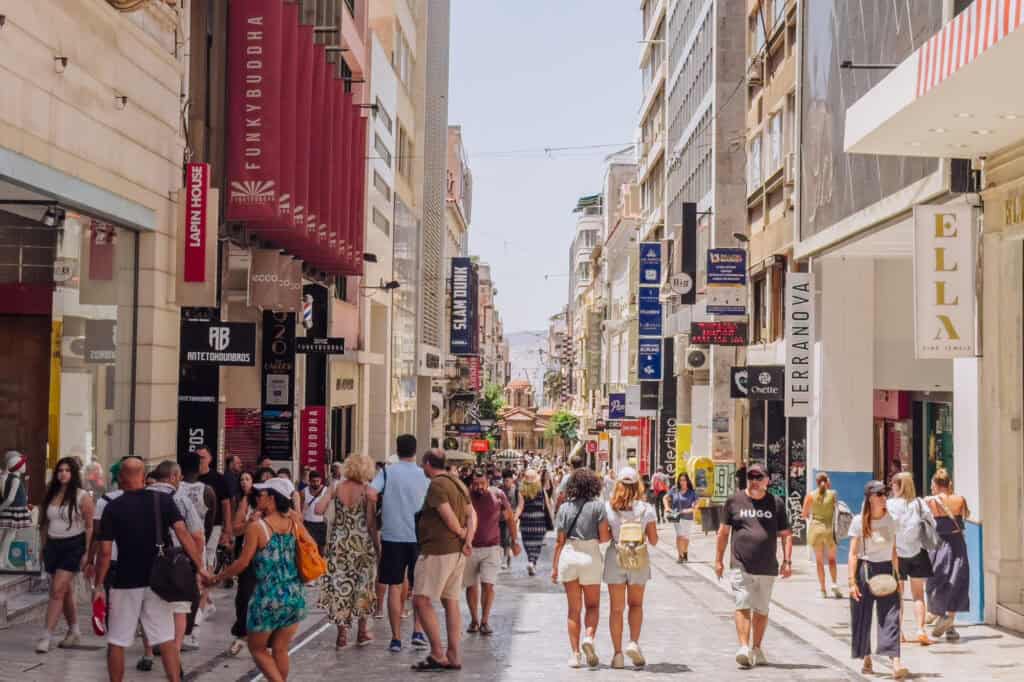 Ermou Street shopping in Athens