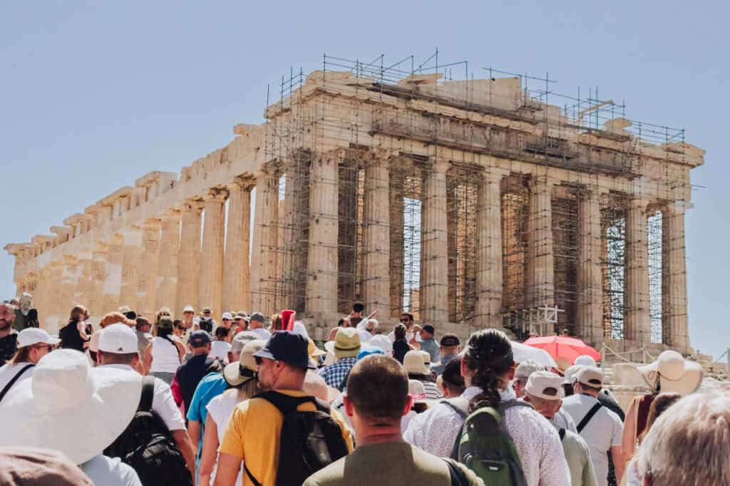 The crowd at the Acropolis in Athens