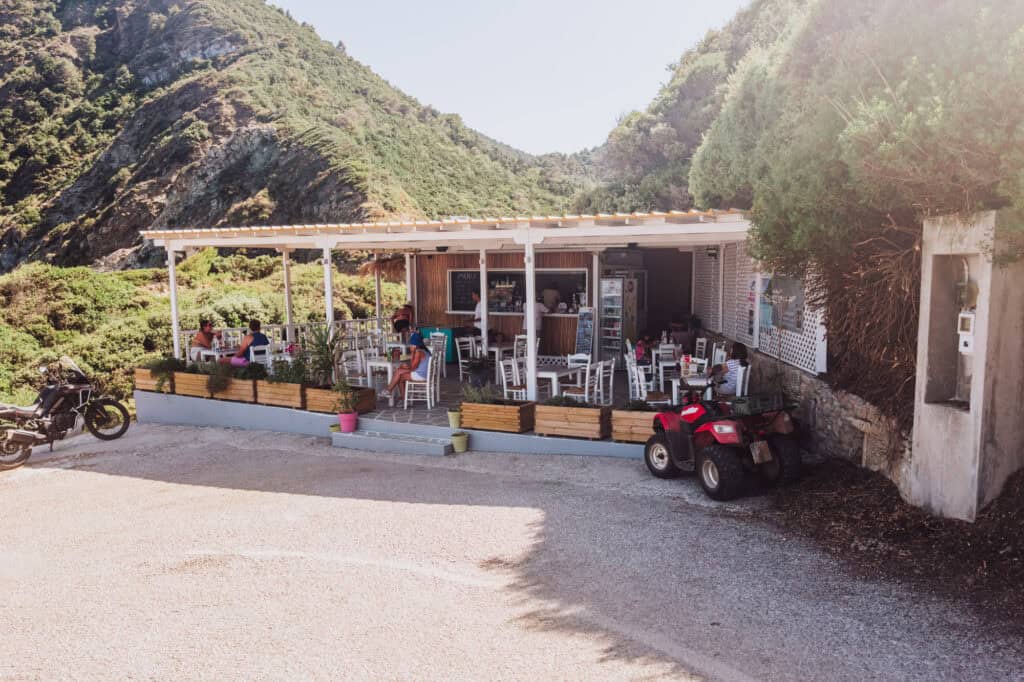 Cafe at the base of Agios Ioannis Kastri (the Mamma Mia church)