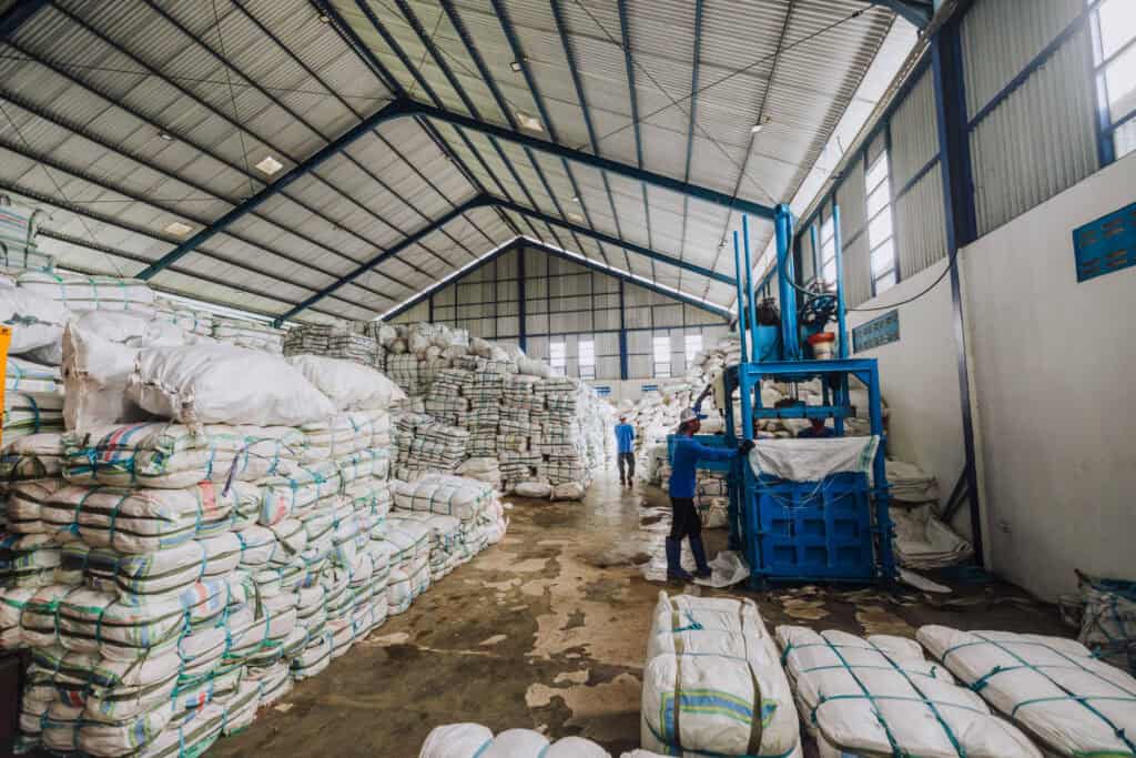 4ocean warehouse full of sorted garbage and plastic in Bali