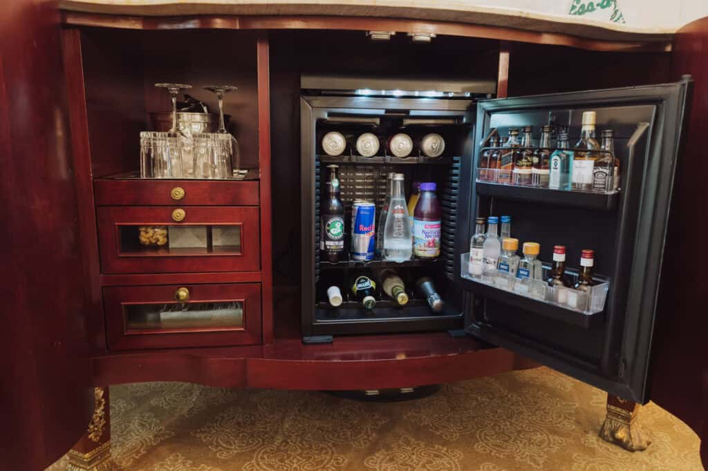 A minibar at The Plaza