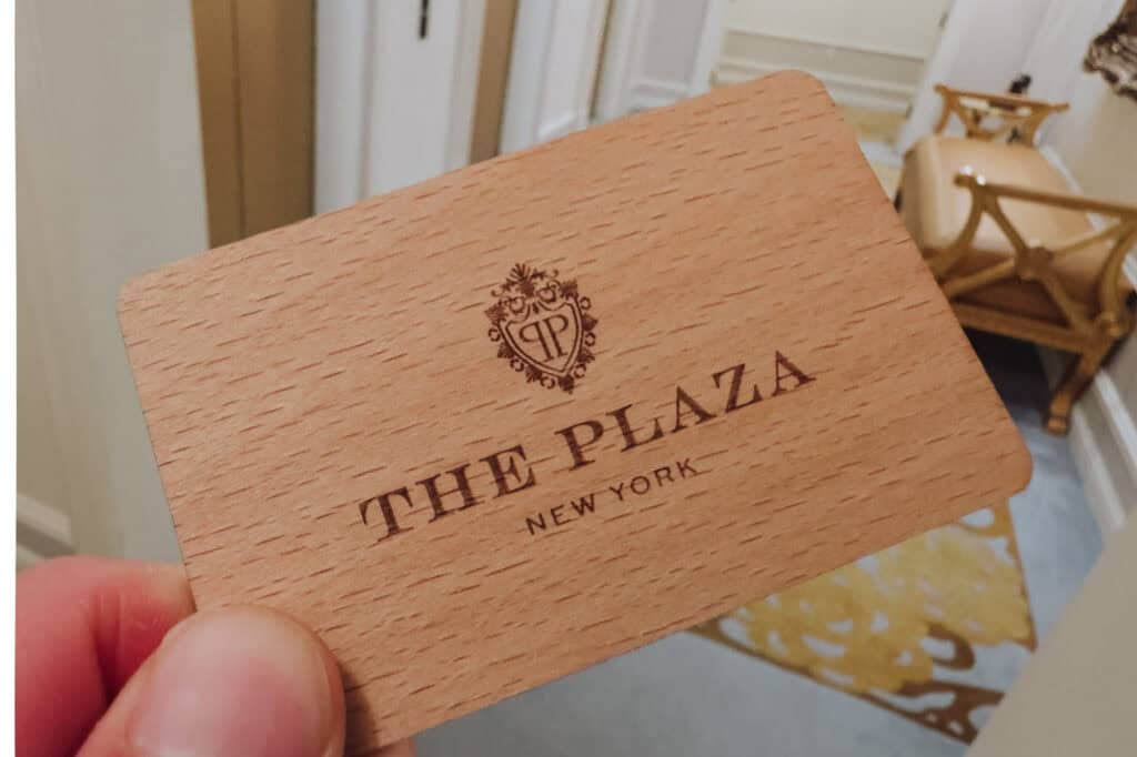 A room key to The Plaza Hotel in New York