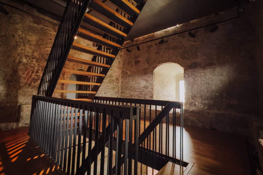 The steps up to the tower inside Bratislava Castle