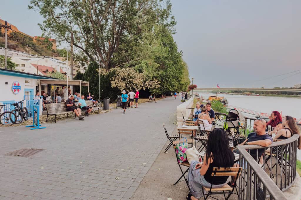 Cafe along the Danube River in Bratislava