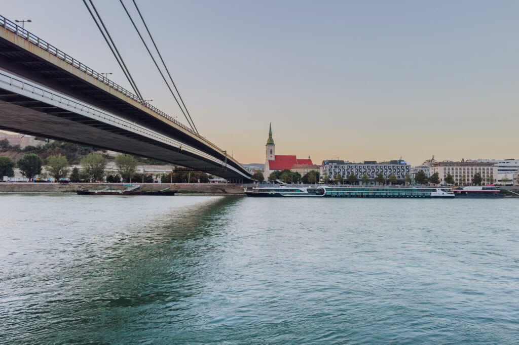 A view of Bratislava, across the Danube River