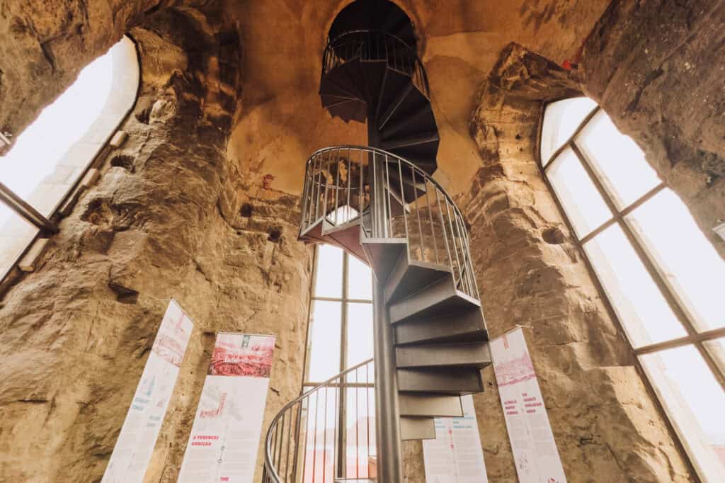 Climb the steps in to the top of Buda Tower