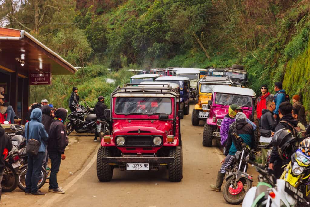 The jeep ride on a tour to Mount Bromo