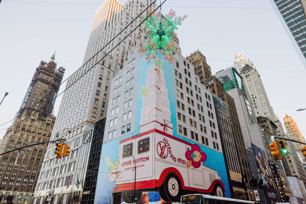 Louis Vuitton Christmas decorations at the flagship store in New York