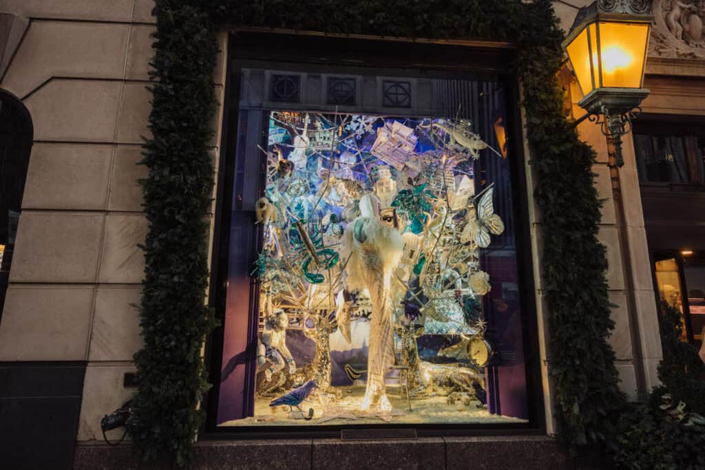 Christmas displays in the windows along 5th Avenue in New York City