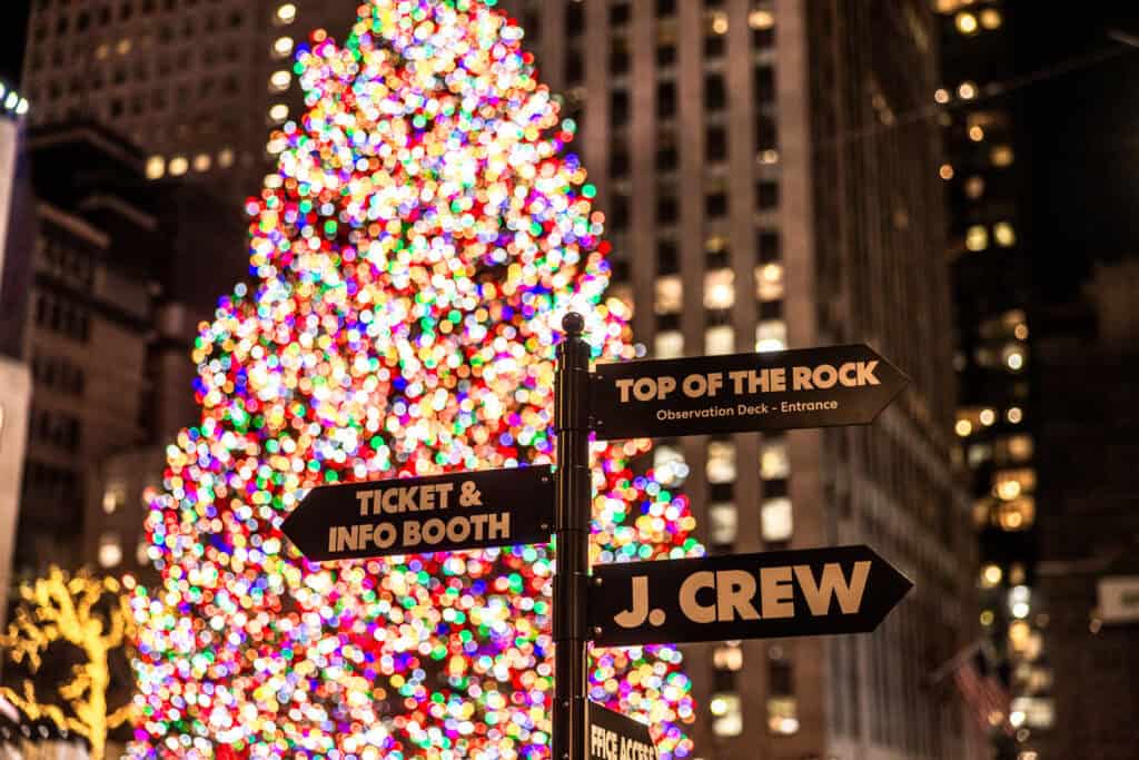 Stores around Rockefeller Plaza at Christmas