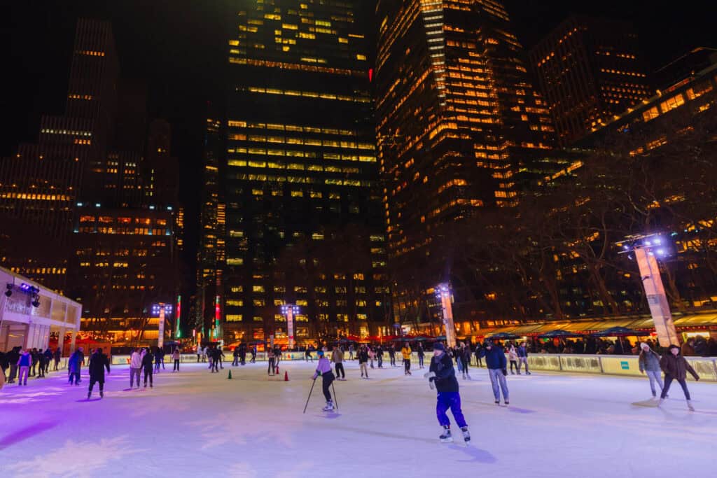 Ice skating in Bryant Park