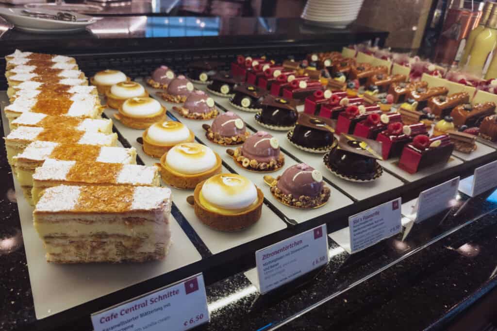 Pastries for breakfast at Cafe Central in Vienna