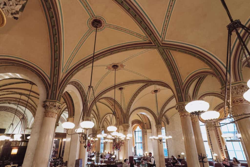 Inside Cafe Central in Vienna