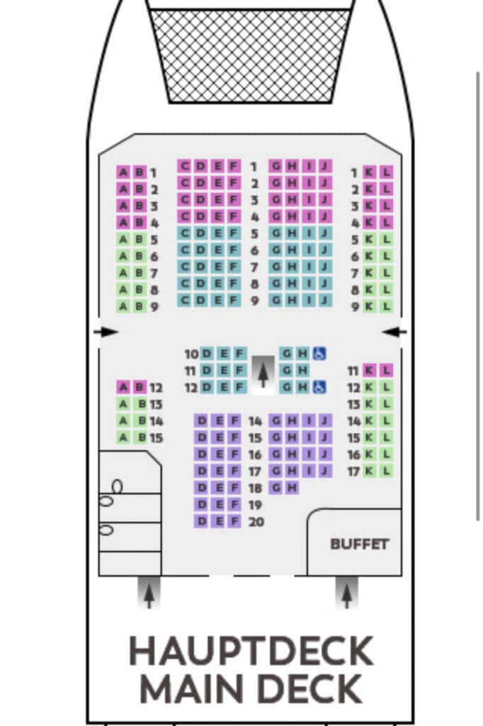 Seating chart for the Twin City Liner