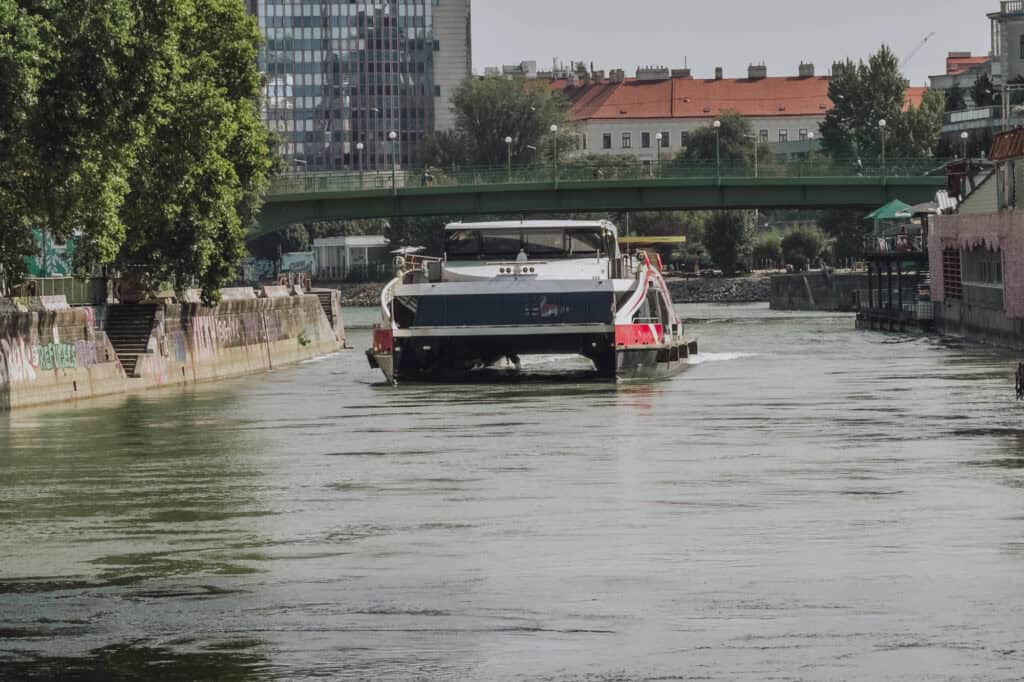 The Twin City Liner leaving Vienna for Bratislava on the canal