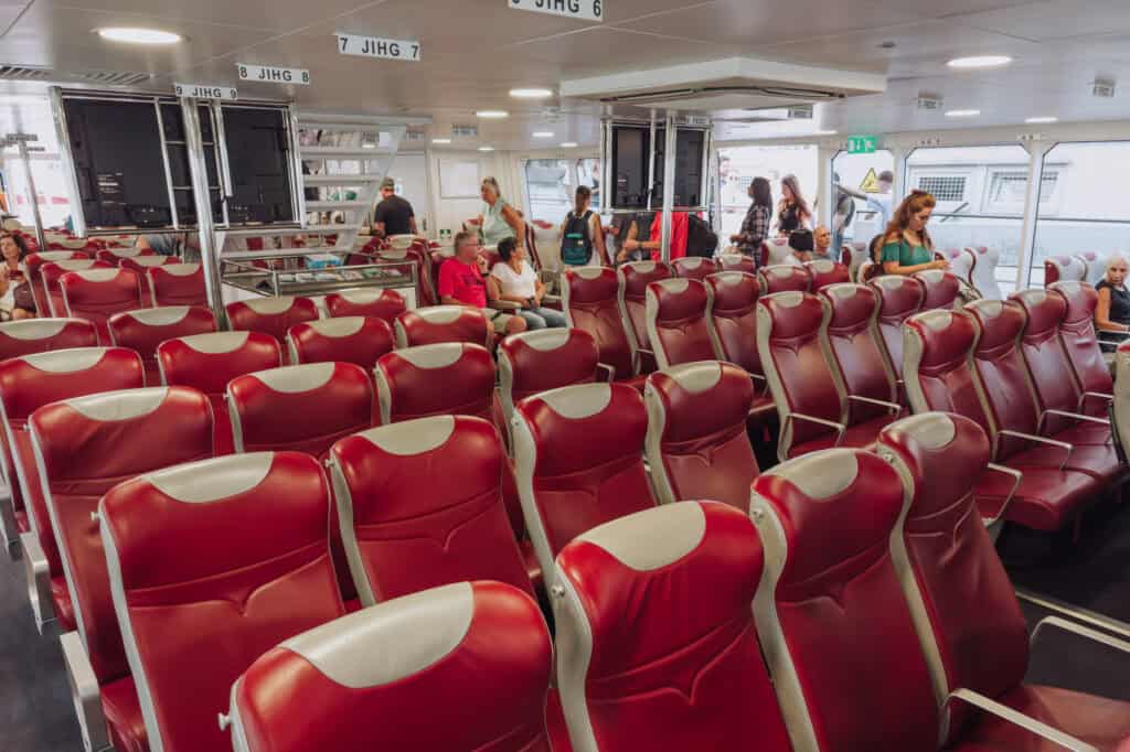 Inside the ferry to Bratislava from Vienna