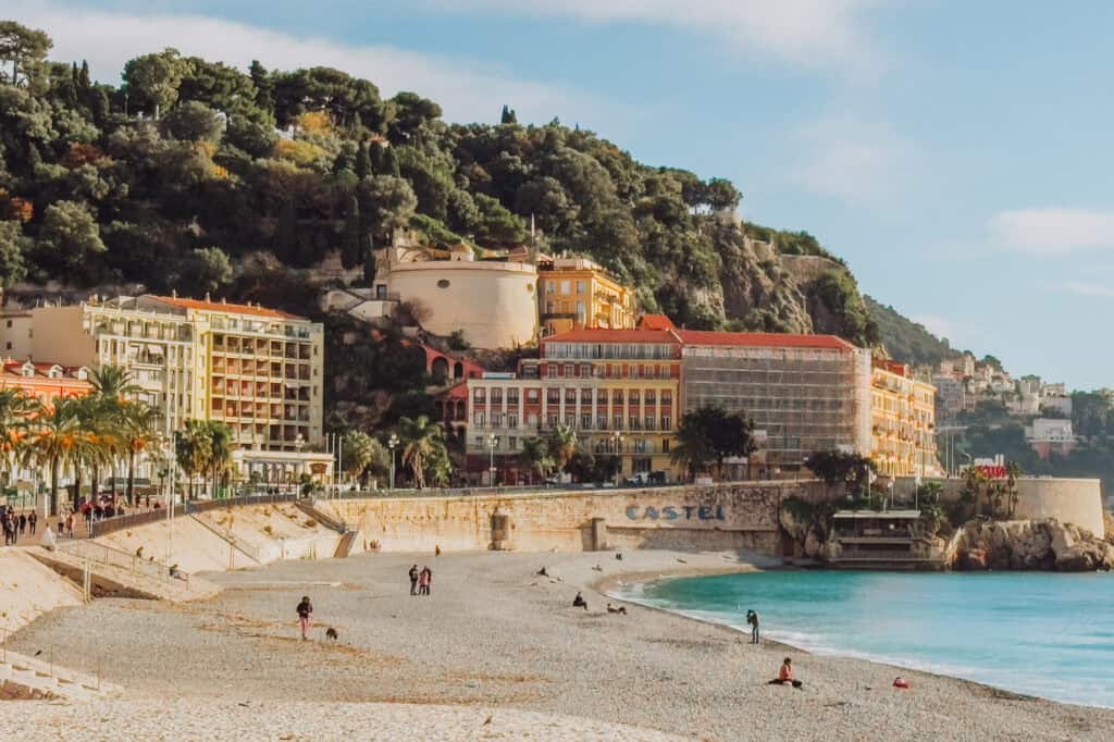 The beach in Nice in December, along the Mediterranean Sea